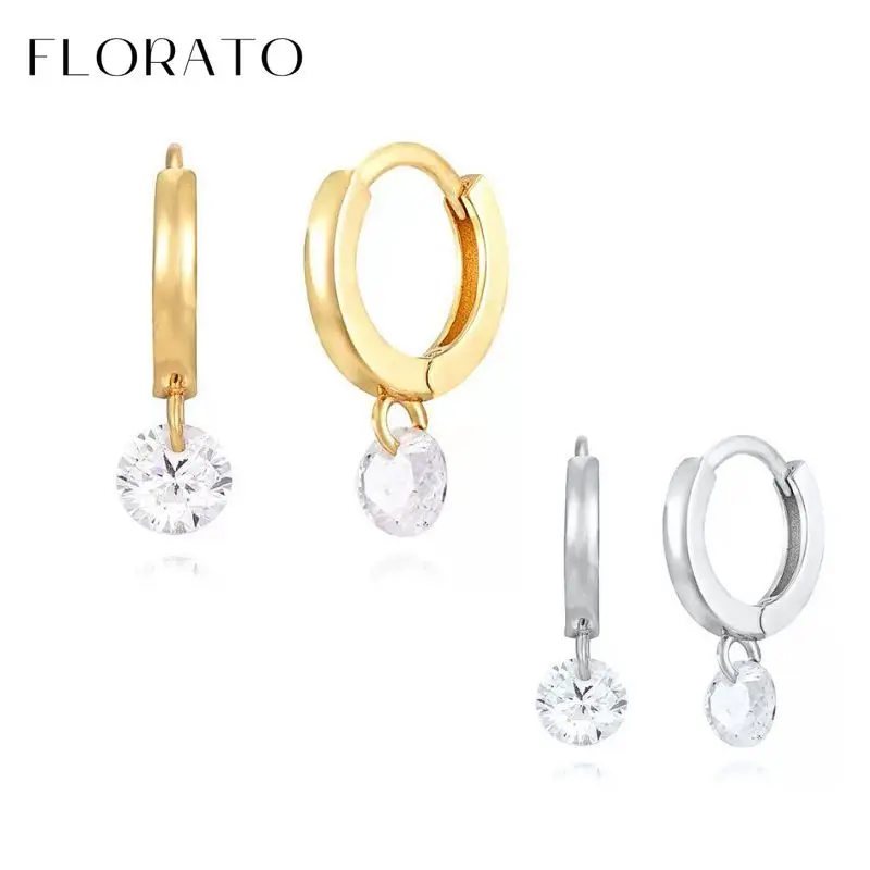 FLORATO 925 Sterling Silver Ear Needle Crystal Round Zircon Pendant Hoop Earrings For Women Simple Huggie Fashion Jewelry Gifts
FLORATO 925 Sterling Silver Ear Needle Crystal Round Zircon Pendant Hoop Earrings For Women Simple Huggie Fashion Jewelry Gifts