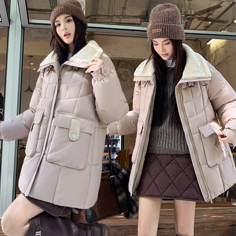 Women's Parka Korean Version Loose Thick Down Cotton Padded Jacket 2025 New Long Lamb Wool Stitching High Necked Outwear Trend
Women's Parka Korean Version Loose Thick Down Cotton Padded Jacket 2025 New Long Lamb Wool Stitching High Necked Outwear Trend