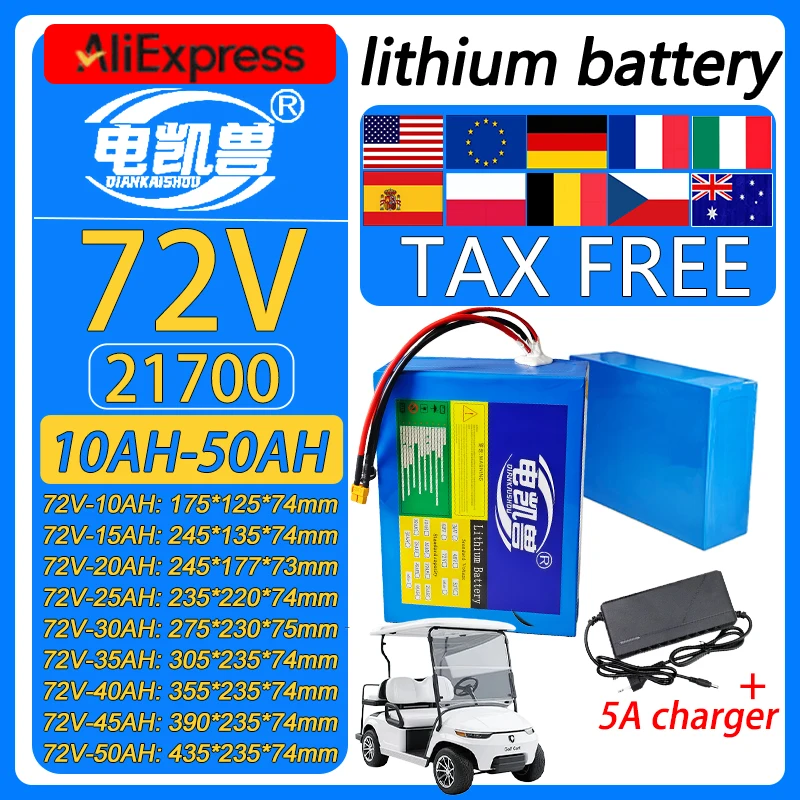 72V 50Ah 45Ah 20Ah 25Ah 30Ah 35Ah 40Ah 15Ah 10Ah 21700 Lithium battery pack 3500W High Power BMS EU/US duty-free +5A charger
72V 50Ah 45Ah 20Ah 25Ah 30Ah 35Ah 40Ah 15Ah 10Ah 21700 Lithium battery pack 3500W High Power BMS EU/US duty-free +5A charger