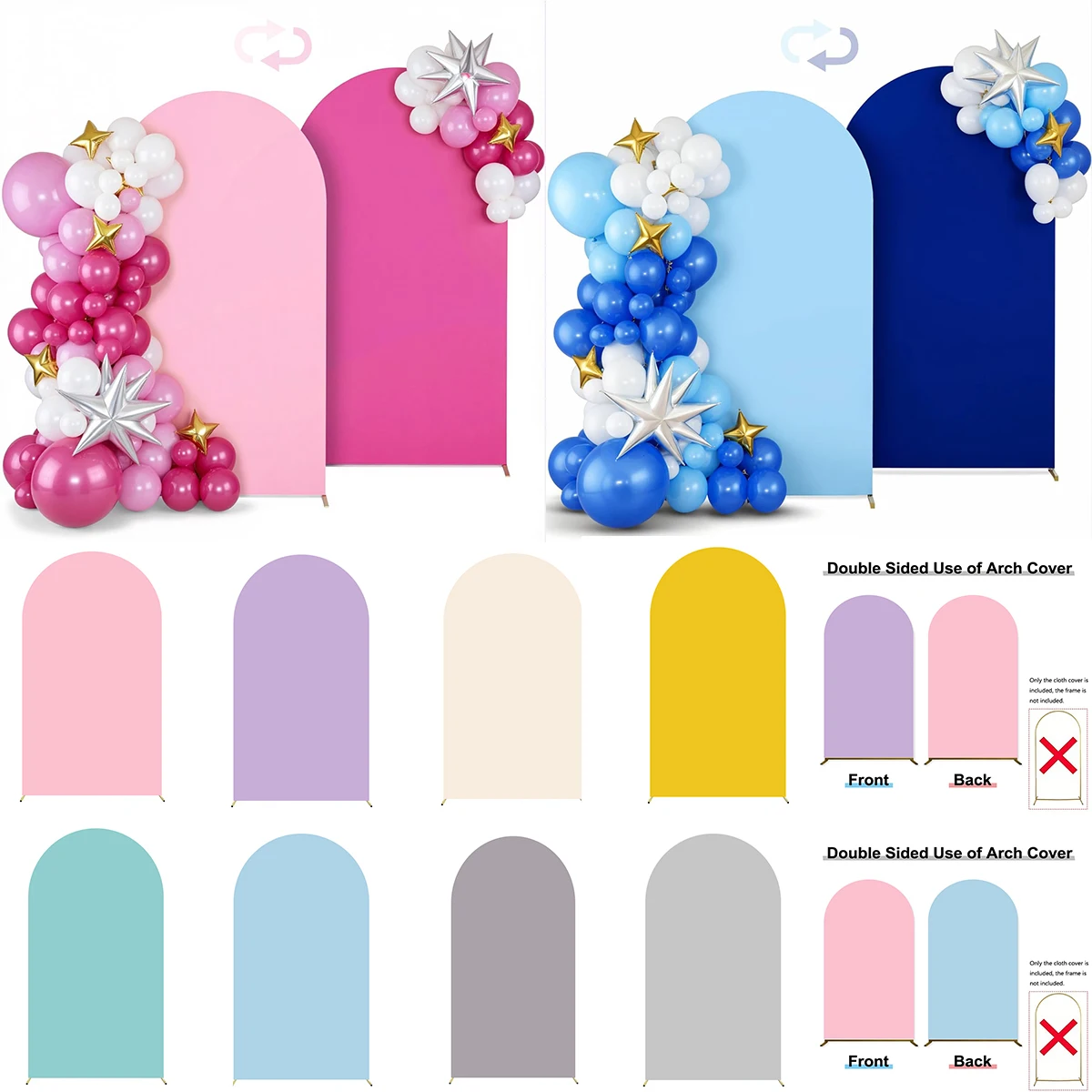 Solid Color Arch Cover Backdrop Fitted 2-Sided Different Colors Baby Shower Kids Birthday Party Wedding Scene Decor Background
Solid Color Arch Cover Backdrop Fitted 2-Sided Different Colors Baby Shower Kids Birthday Party Wedding Scene Decor Background