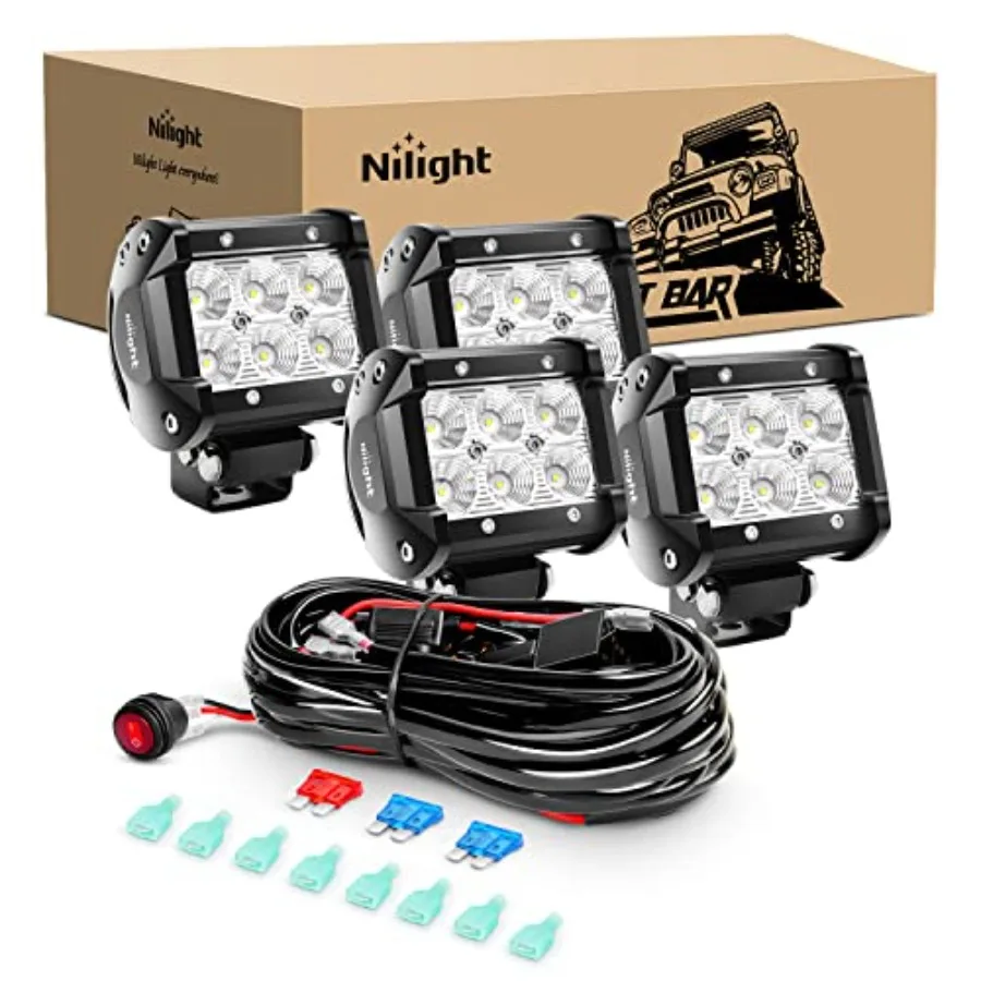Pcs Inch 18W Flood Off Road Fog Lights Driving Roof Light Bar Work Light with 16AWG Wiring Harness Kit - Leads for Truck ATV UT
Pcs Inch 18W Flood Off Road Fog Lights Driving Roof Light Bar Work Light with 16AWG Wiring Harness Kit - Leads for Truck ATV UT