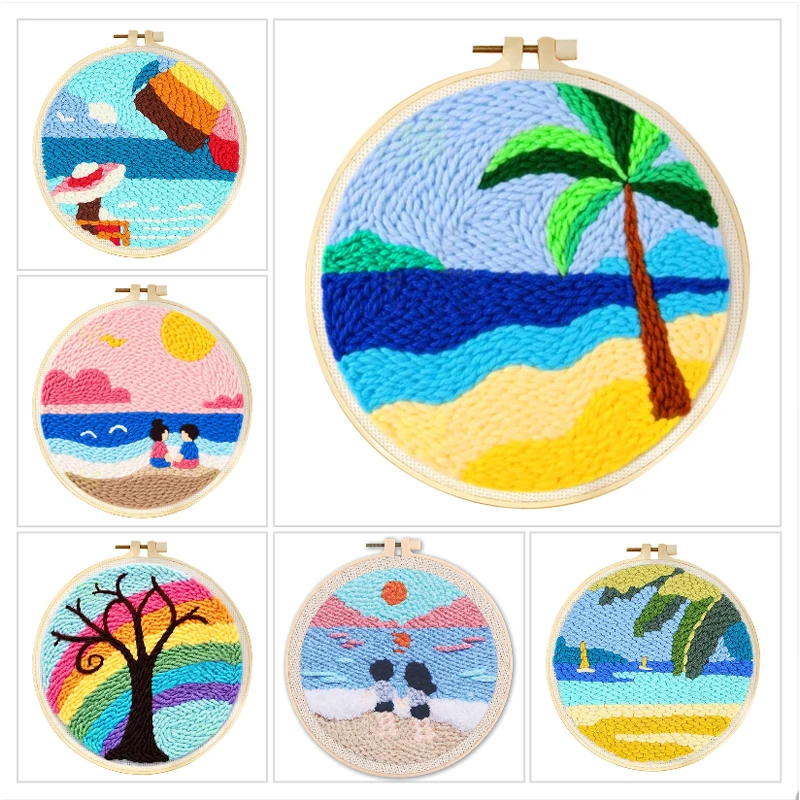  Punch Needle Embroidery Kit Beach Scenery Easy Punch Needle Kit for Beginners Cross Stitch Craft Set with Hoop for Home Wall D
Punch Needle Embroidery Kit Beach Scenery Easy Punch Needle Kit for Beginners Cross Stitch Craft Set with Hoop for Home Wall D