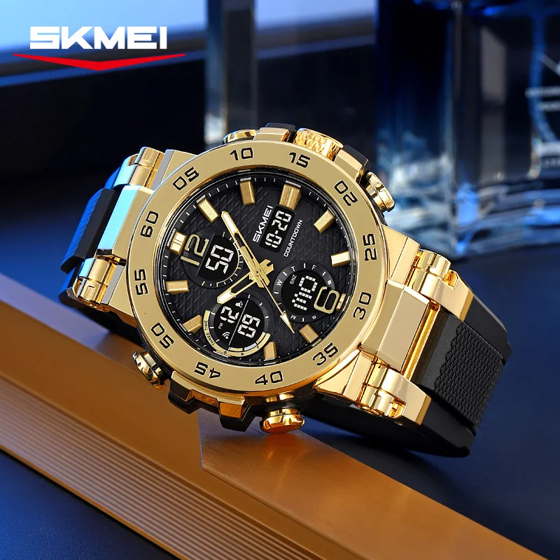SKMEI водонепроницаемые наручные часы с будильником, модные цифровые электронные часы с двойным дисплеем, спортивные кварцевые часы со светодиодной подсветкой для мужчин
SKMEI водонепроницаемые наручные часы с будильником, модные цифровые электронные часы с двойным дисплеем, спортивные кварцевые часы со светодиодной подсветкой для мужчин