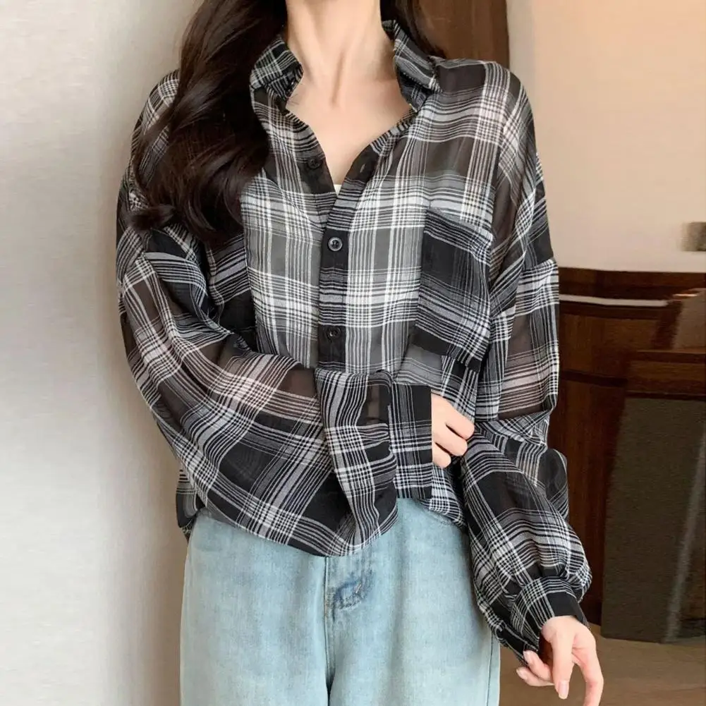Women Shirt Tops Lightweight Plaid Print Women's Shirt Loose Fit Long Sleeve Single-breasted Lapel Collar Summer Cardigan Loose
Women Shirt Tops Lightweight Plaid Print Women's Shirt Loose Fit Long Sleeve Single-breasted Lapel Collar Summer Cardigan Loose
