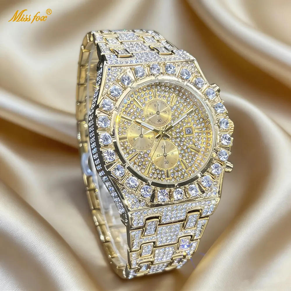 2026 MISSFOX Luxury Watches Men Fashion Automatic Date Quartz Clock Hip Hop Iced Out Diamond Jewelry Wristwatch Man Reloj Hombre
2026 MISSFOX Luxury Watches Men Fashion Automatic Date Quartz Clock Hip Hop Iced Out Diamond Jewelry Wristwatch Man Reloj Hombre