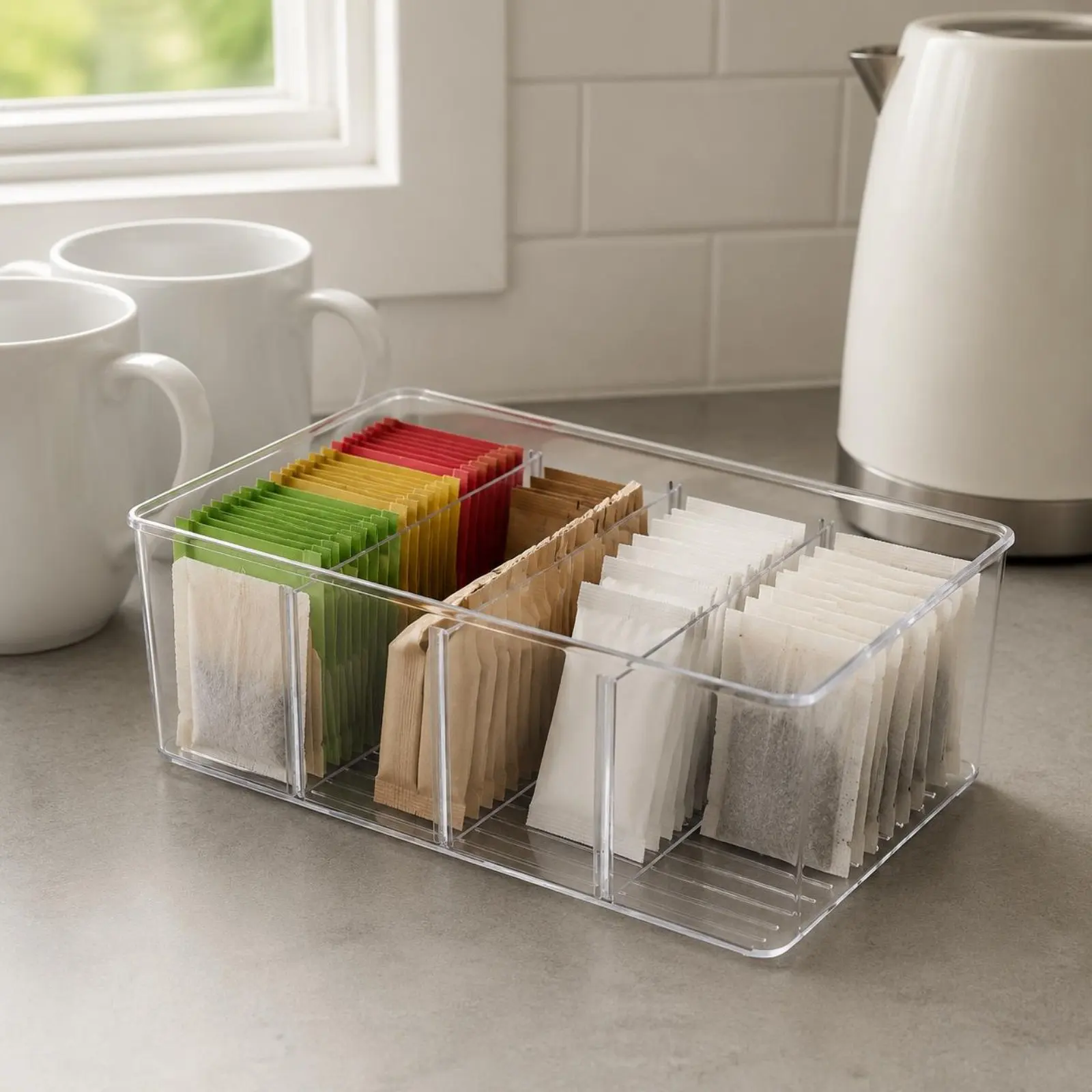 Tea Bag Organizer Transparent Tea Storage Box Lidded Compartment Box Dustproof Multi-Purpose for Desktop, Countertop
Tea Bag Organizer Transparent Tea Storage Box Lidded Compartment Box Dustproof Multi-Purpose for Desktop, Countertop
