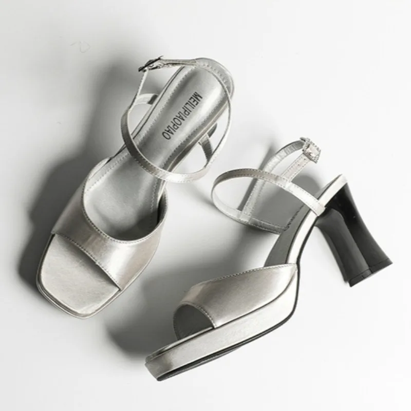 Woman Sandals 2026 Satin Square Head Buckle with High Heels for Women's Summer Outside Thick Heel Open Toed Sandals Women
Woman Sandals 2026 Satin Square Head Buckle with High Heels for Women's Summer Outside Thick Heel Open Toed Sandals Women