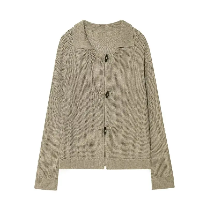 European Loose Women's Sweater Casual Loose Horn Button Design Jacket Autumn All Match Round Neck Knit Cardigan
European Loose Women's Sweater Casual Loose Horn Button Design Jacket Autumn All Match Round Neck Knit Cardigan