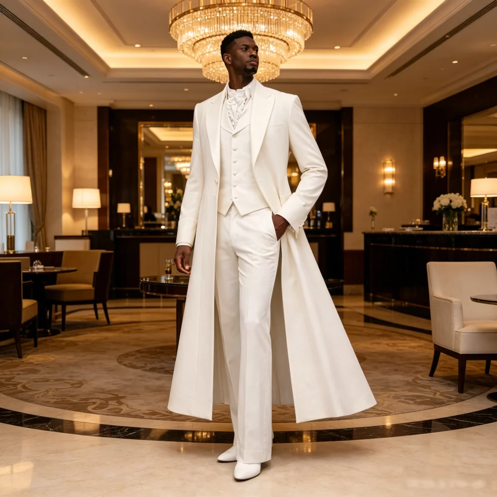 Men Long Coat Tailcoat Suit Elegant 3 Pieces Wedding Groom Formal Tuxedo Slim Blazer Vest Pants Set for Prom Banquet Party Guest
Men Long Coat Tailcoat Suit Elegant 3 Pieces Wedding Groom Formal Tuxedo Slim Blazer Vest Pants Set for Prom Banquet Party Guest