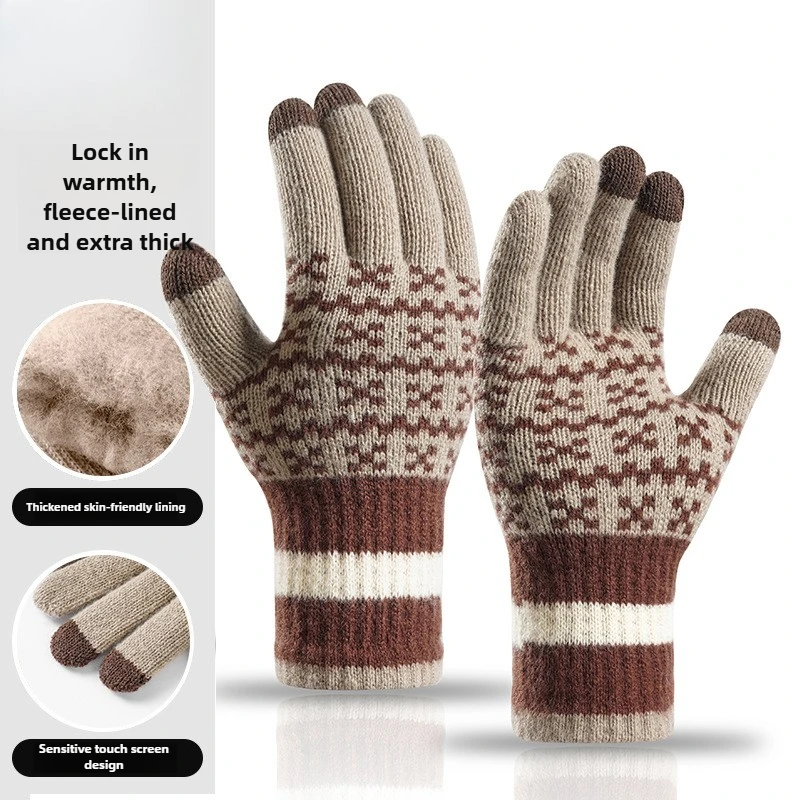 Autumn and Winter Warmth Adult Fashion Knitted Fleece-Lined Gloves with Three Finger Touchscreen Compatibility for Men and Women
Autumn and Winter Warmth Adult Fashion Knitted Fleece-Lined Gloves with Three Finger Touchscreen Compatibility for Men and Women