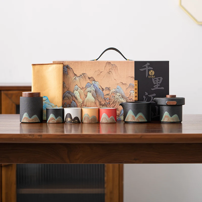 MULTIPOTENT hand-painted glaze colorful Qianli Jiangshan four-color cup Qingfeng pot set Zen black cultural and creative companion gift set
MULTIPOTENT hand-painted glaze colorful Qianli Jiangshan four-color cup Qingfeng pot set Zen black cultural and creative companion gift set
