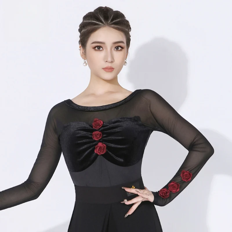 Latin Dance Dress Clothes 2025 New Women's Top Long Sleeves Mesh Jumpsuit Cha cha Rumba Tango Latin Ballroom Dance Costumes
Latin Dance Dress Clothes 2025 New Women's Top Long Sleeves Mesh Jumpsuit Cha cha Rumba Tango Latin Ballroom Dance Costumes