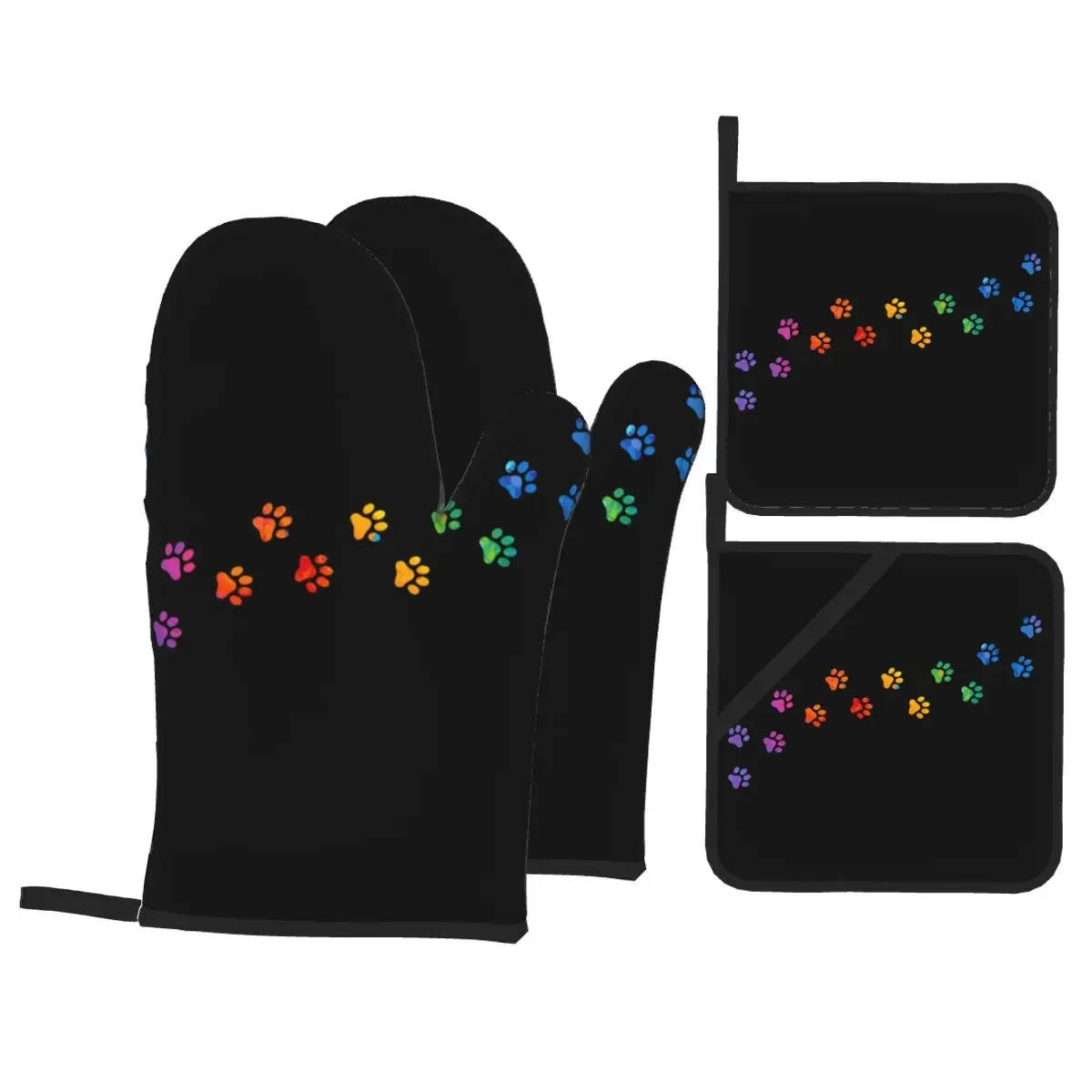 Colorful Dog Paw Oven Mitts and Pot Holders Sets of 4 for Baking Cooking Non Slip Heat Resistant Kitchen BBQ Gloves Potholders
Colorful Dog Paw Oven Mitts and Pot Holders Sets of 4 for Baking Cooking Non Slip Heat Resistant Kitchen BBQ Gloves Potholders