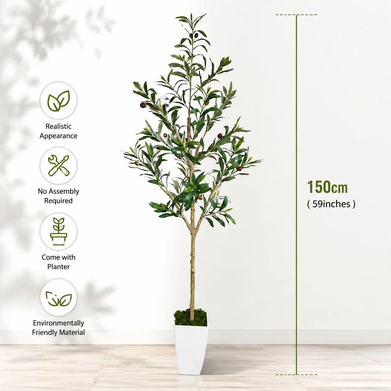 150cm Artificial Olive Tree with Pot Fake Green Plant Large Faux Olive Tree for Indoor Home Living Room Office Floor Decor
150cm Artificial Olive Tree with Pot Fake Green Plant Large Faux Olive Tree for Indoor Home Living Room Office Floor Decor