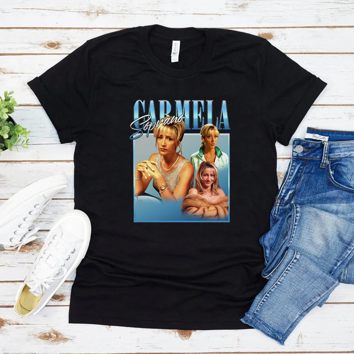 Carmela Soprano Homage T-Shirt Tv Show Inspired T-shirt Women's Short Sleeve Graphic T Shirts Aesthetic Clothes Women Clothing
Carmela Soprano Homage T-Shirt Tv Show Inspired T-shirt Women's Short Sleeve Graphic T Shirts Aesthetic Clothes Women Clothing