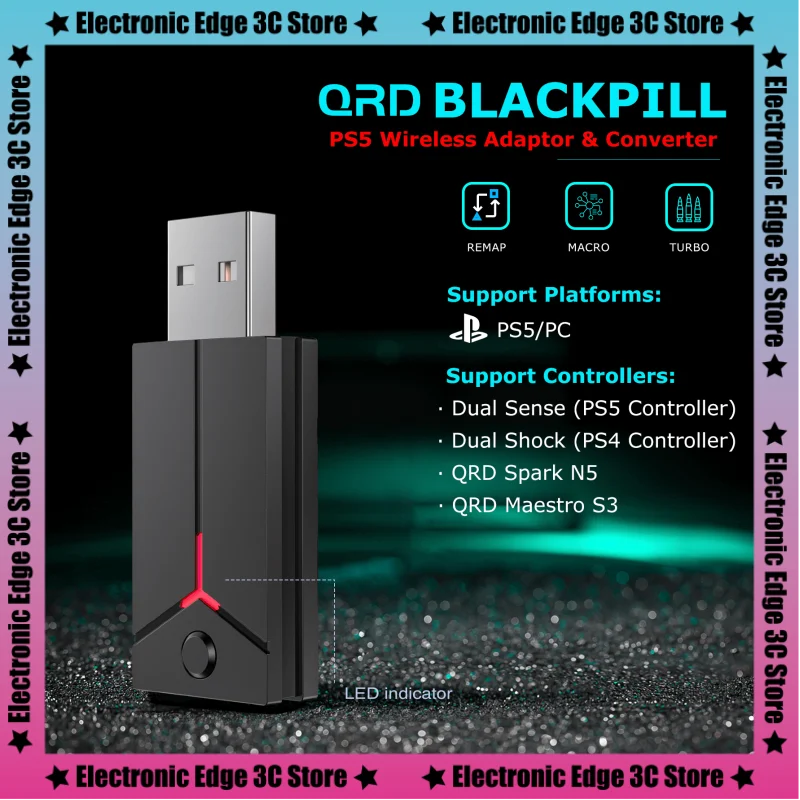 Новый беспроводной адаптер QRD Blackpill Ps5 для Qrd Spark N5/Mestro S3/Arcade Stick/оригинальный контроллер Dualshock4 Ps4
Новый беспроводной адаптер QRD Blackpill Ps5 для Qrd Spark N5/Mestro S3/Arcade Stick/оригинальный контроллер Dualshock4 Ps4