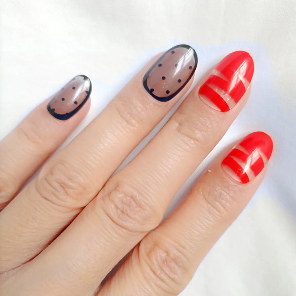 Glossy Red False Nails With Glue Sticker Acrylic Press On Nails Oval Shape DIY Girl Finger Tips Manicure Accessory
Glossy Red False Nails With Glue Sticker Acrylic Press On Nails Oval Shape DIY Girl Finger Tips Manicure Accessory