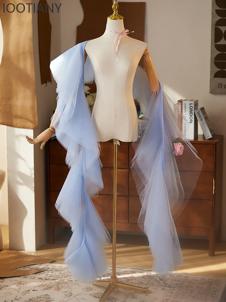 Fluffy Tulle Long Train Bridal Wrap Shawl Light Blue Evening Party Stage Detachable Costume Accessory Floral Sheer Mesh Wedding
Fluffy Tulle Long Train Bridal Wrap Shawl Light Blue Evening Party Stage Detachable Costume Accessory Floral Sheer Mesh Wedding