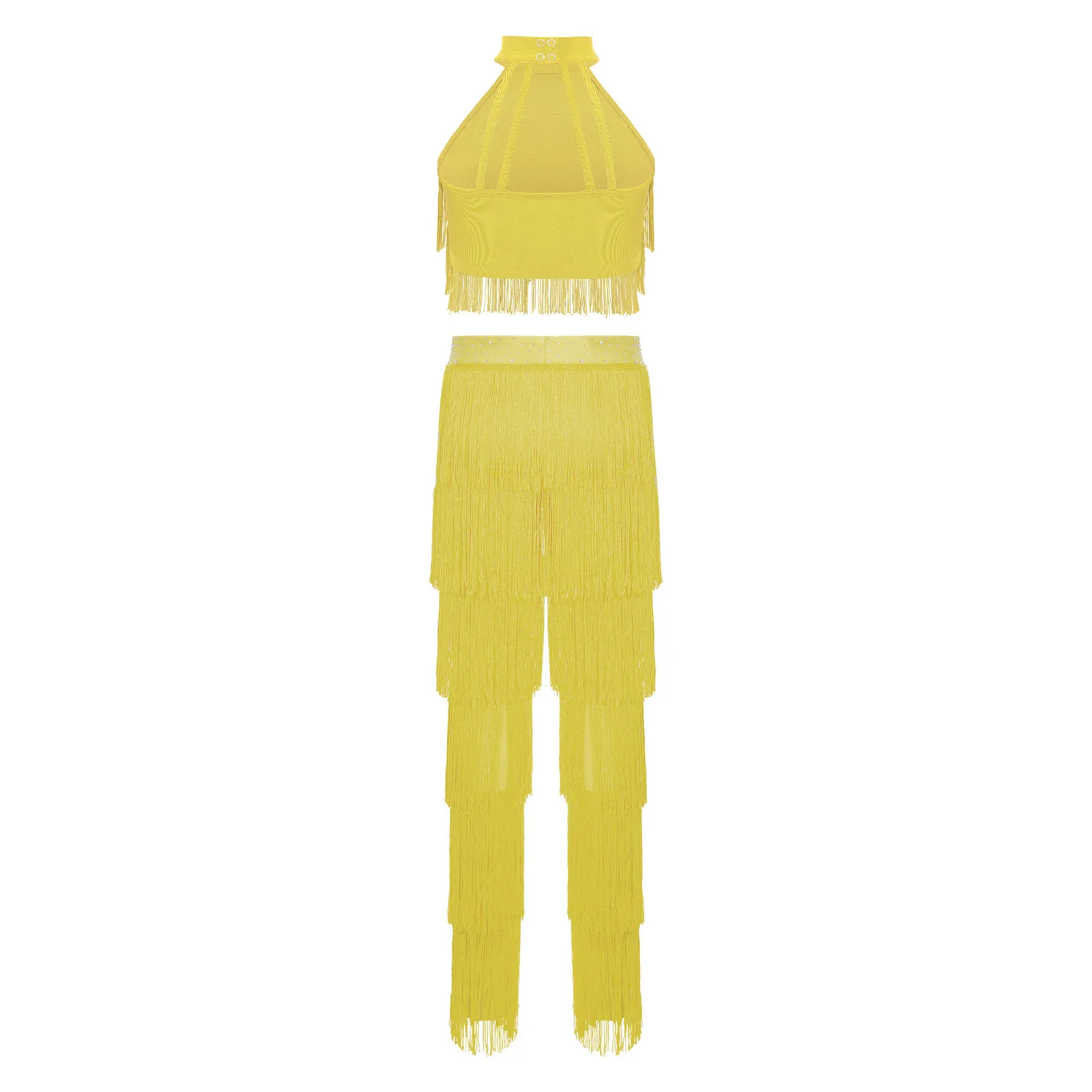 Kids Girls Salsa Latin Dance Costume Sleeveless Tiered Tassels Crop Top with Fringe Pants Lyrical Samba Cha-cha Rumba Dance Wear
Kids Girls Salsa Latin Dance Costume Sleeveless Tiered Tassels Crop Top with Fringe Pants Lyrical Samba Cha-cha Rumba Dance Wear
