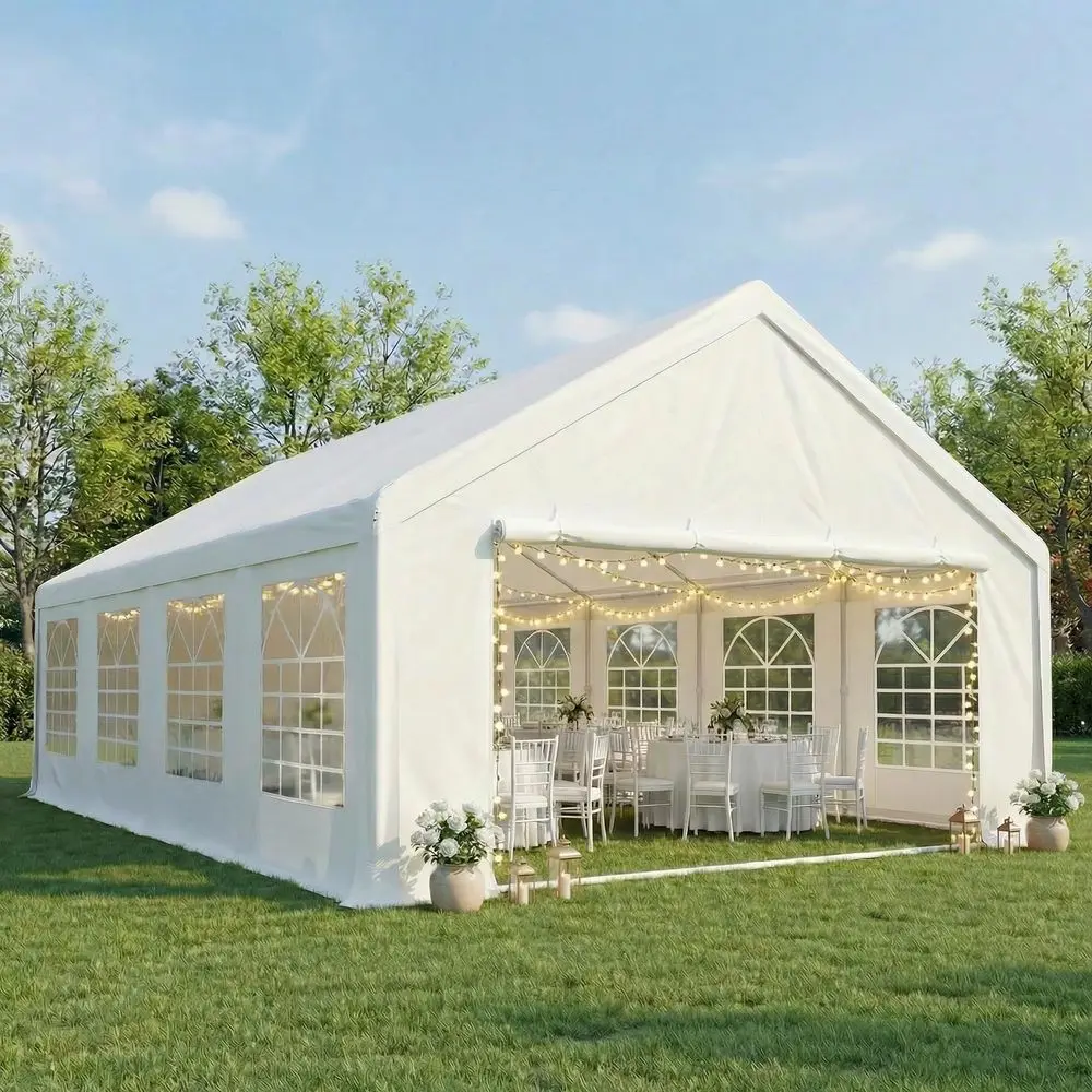 20x30 Outdoor Party Tent Heavy Duty Waterproof Canopy Shelter with 8 Sidewalls amp 12 Church Windows, White Powder Coating, Bui
20x30 Outdoor Party Tent Heavy Duty Waterproof Canopy Shelter with 8 Sidewalls amp 12 Church Windows, White Powder Coating, Bui