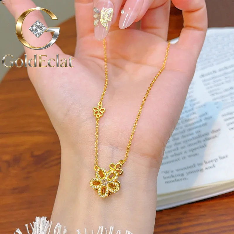 GoldEclat Luxury 24K 9999 Pure Gold real gold Hollow Five-petal Flower Pendant Rotating Cherry Blossom Pendant Necklace
GoldEclat Luxury 24K 9999 Pure Gold real gold Hollow Five-petal Flower Pendant Rotating Cherry Blossom Pendant Necklace
