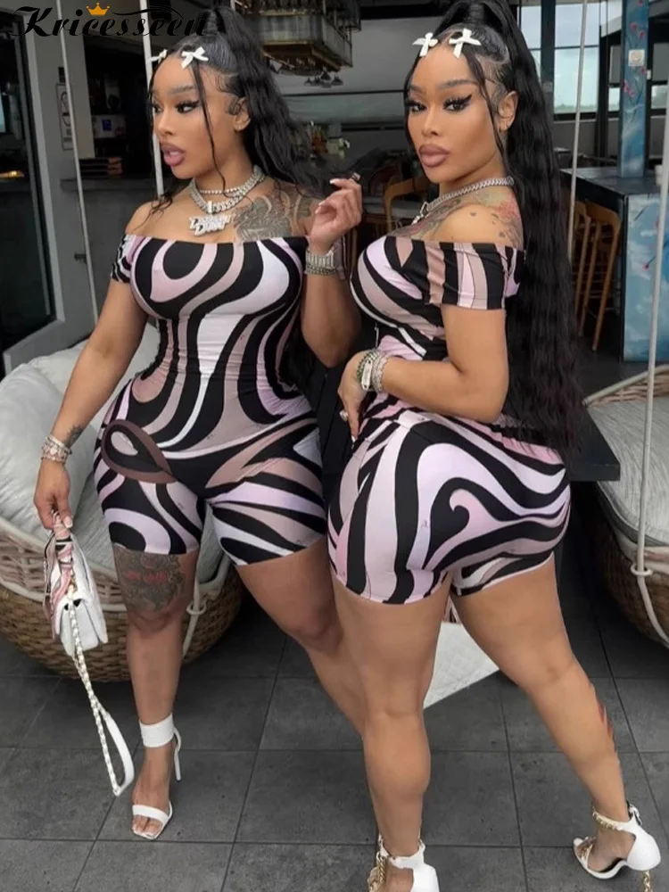 Kricesseen Women's Off Shoulder Zebra Printed Skinny Rompers Sexy Overalls Summer Short Sleeve Printed Short Jumpsuits Clubwear
Kricesseen Women's Off Shoulder Zebra Printed Skinny Rompers Sexy Overalls Summer Short Sleeve Printed Short Jumpsuits Clubwear
