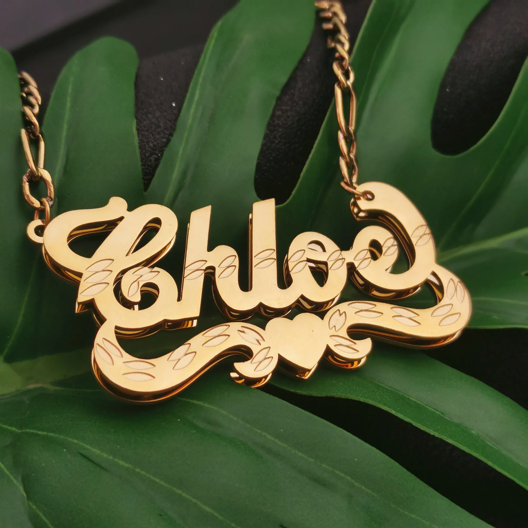 Customized Name Necklace with Figaro Chain Gold Plated 3D Necklace Personalized Double Choker Women Name Necklace for Gifts
Customized Name Necklace with Figaro Chain Gold Plated 3D Necklace Personalized Double Choker Women Name Necklace for Gifts
