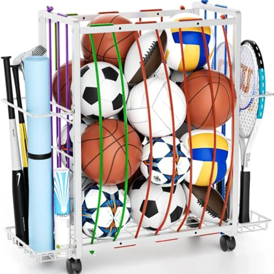 Rolling Sports Ball Storage Cart Large Capacity Sports Equipment Organizer Garage Ball Organizer with Bat and Racket Holder Hea
Rolling Sports Ball Storage Cart Large Capacity Sports Equipment Organizer Garage Ball Organizer with Bat and Racket Holder Hea