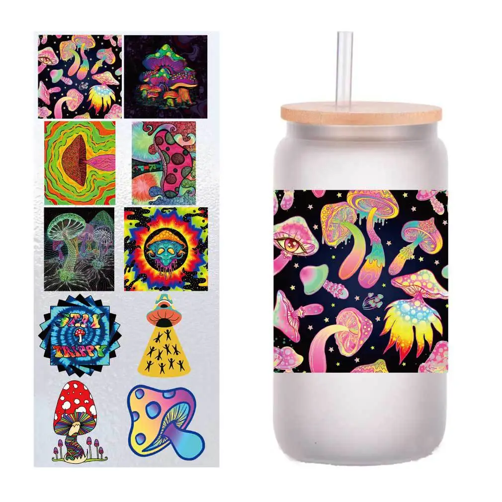 10 four-inch cartoon colorful mushroom UV transfer stickers Crystal label glass stickers customized
10 four-inch cartoon colorful mushroom UV transfer stickers Crystal label glass stickers customized