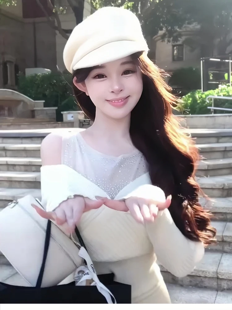 Sexy oulder Bared Diamond Embedded Knitted Top Women's Long Sve Base irt Geometric Patterned ort Length Knitwear
Sexy oulder Bared Diamond Embedded Knitted Top Women's Long Sve Base irt Geometric Patterned ort Length Knitwear