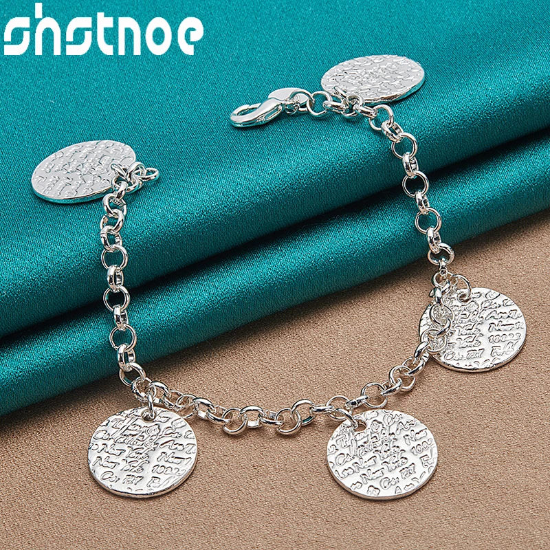 SHSTONE 925 Sterling Silver Five Disk Chain Engraved Letter Charm Bracelet For Women Wedding Birthday Gifts Lady Fashion Jewelry
SHSTONE 925 Sterling Silver Five Disk Chain Engraved Letter Charm Bracelet For Women Wedding Birthday Gifts Lady Fashion Jewelry
