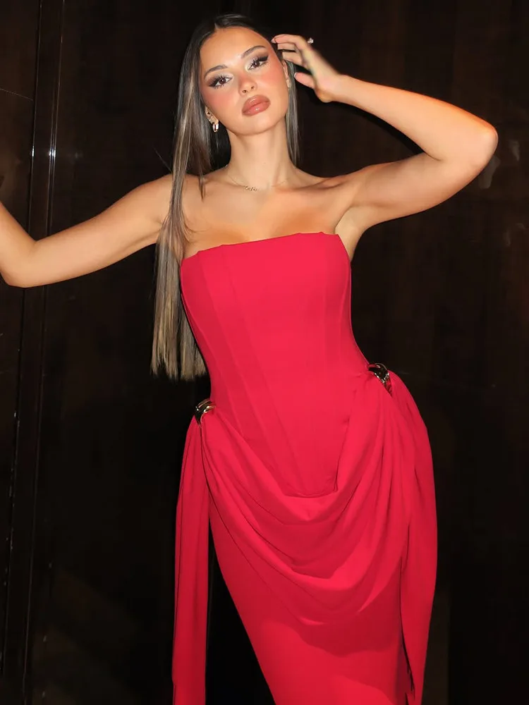 Articat Elegant Light Luxury Banquet Evening Dress Women Strapless Long Dress Sexy Backless Ribbon Party Club Wedding Outfit
Articat Elegant Light Luxury Banquet Evening Dress Women Strapless Long Dress Sexy Backless Ribbon Party Club Wedding Outfit