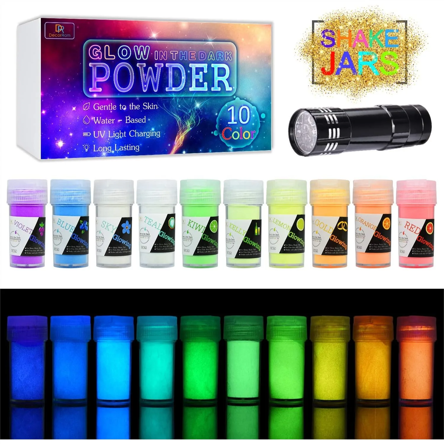 10 Color Glow In The Dark Pigment Powder With UV Lamp Epoxy Resin Luminous Powder For Slime Kit Skin Safe Long Lasting Self Glowing Dye For DIY Nail Art Acrylic Paint Fine Art 0.7oz Each Total 7oz
10 Color Glow In The Dark Pigment Powder With UV Lamp Epoxy Resin Luminous Powder For Slime Kit Skin Safe Long Lasting Self Glowing Dye For DIY Nail Art Acrylic Paint Fine Art 0.7oz Each Total 7oz