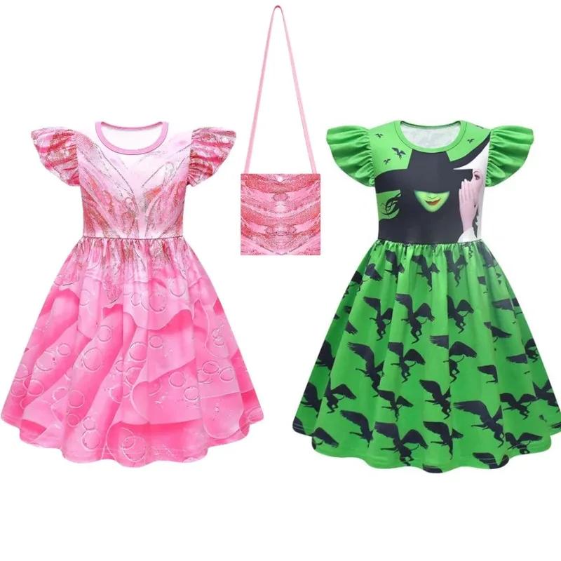 Movie Wicked Elphaba Glinda Cosplay Costume Pink Flying Sleeve Dress Sets Kids Girls Halloween Carnival Party Clothes Role Play
Movie Wicked Elphaba Glinda Cosplay Costume Pink Flying Sleeve Dress Sets Kids Girls Halloween Carnival Party Clothes Role Play