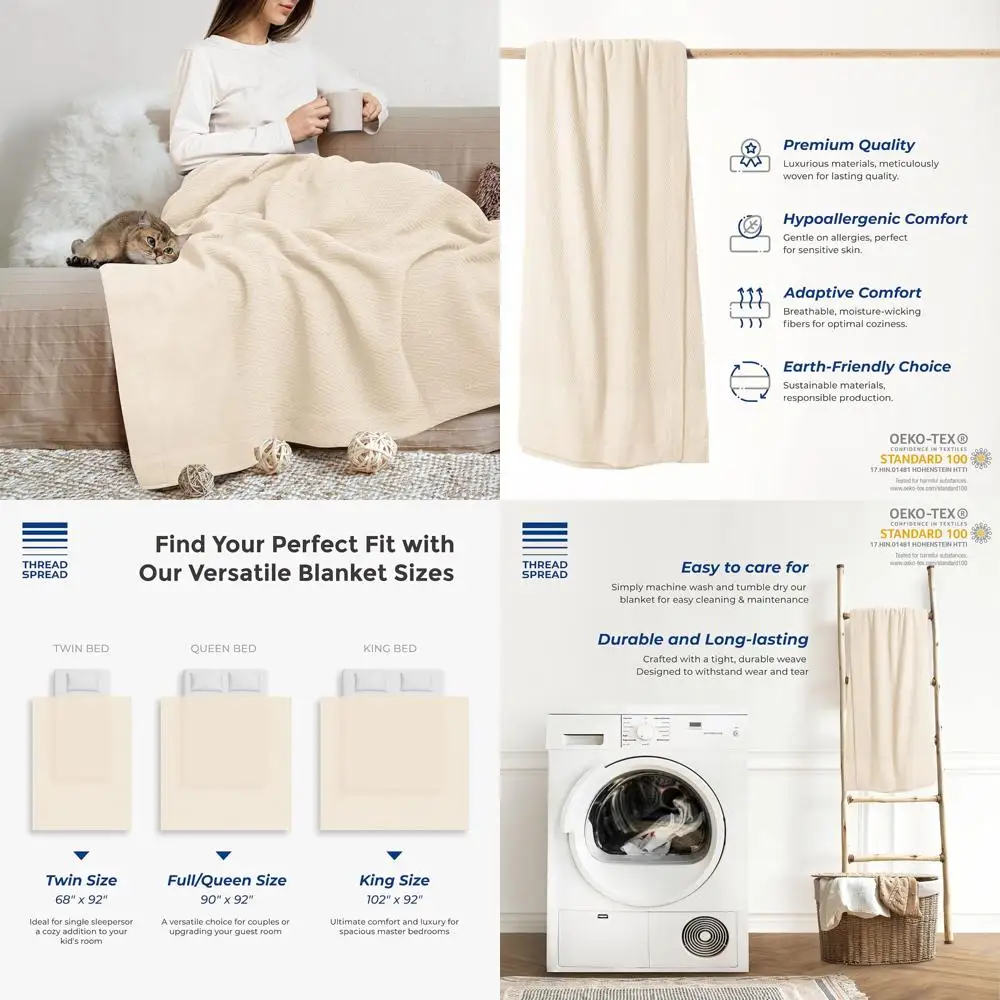 Organic GOTS Certified Cotton Blanket - Full/Queen Size, 350 GSM, Anti-static, Plush Softness, Lightweight for Sofa, Camping, an
Organic GOTS Certified Cotton Blanket - Full/Queen Size, 350 GSM, Anti-static, Plush Softness, Lightweight for Sofa, Camping, an