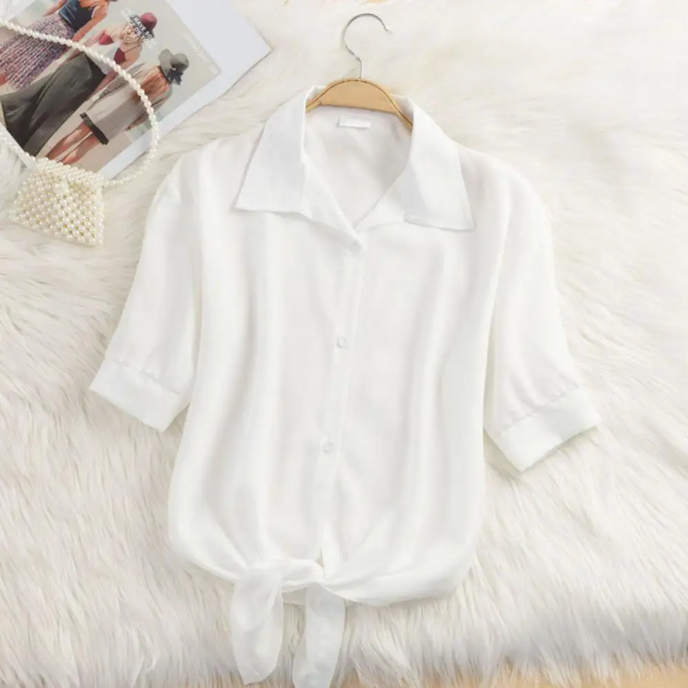 Flattering Lapel Design Shirt Stylish Women's Short Sleeve Blouses for Office Travel Breathable Solid Color for Daily for Summer
Flattering Lapel Design Shirt Stylish Women's Short Sleeve Blouses for Office Travel Breathable Solid Color for Daily for Summer