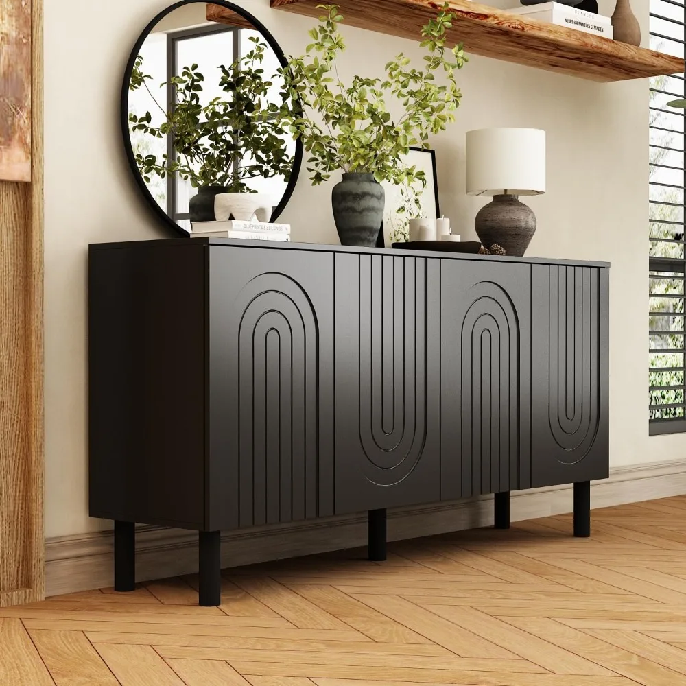 63.2" L Modern Sideboard Buffet Storage Cabinet with Carved Doors & 4 Storage Shelves, Kitchen Cupboard Coffee Bar Cabinet
63.2" L Modern Sideboard Buffet Storage Cabinet with Carved Doors & 4 Storage Shelves, Kitchen Cupboard Coffee Bar Cabinet