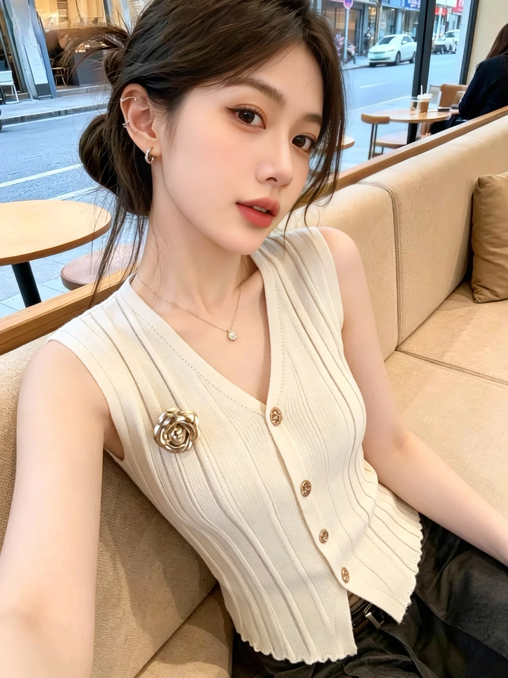 Korean Style V-Neck Knitted Vest Women's Short Top Summer New Arrival Self-Purchase Item Floral Decoration Silk Material
Korean Style V-Neck Knitted Vest Women's Short Top Summer New Arrival Self-Purchase Item Floral Decoration Silk Material
