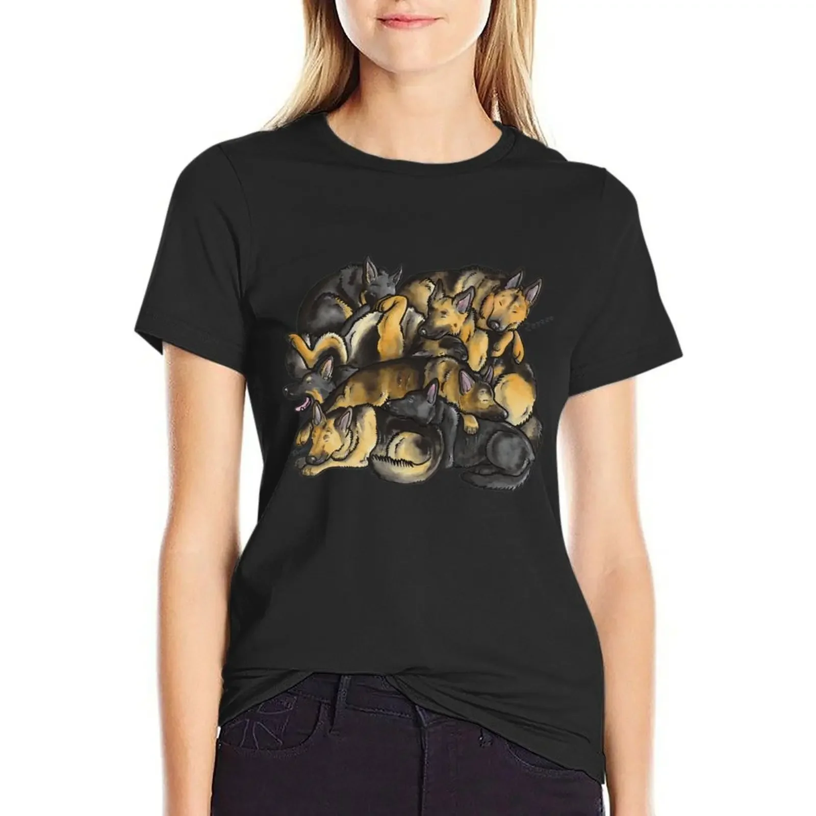 Sleeping Pile of German Shepherd Dogs T-Shirt aesthetic clothes animal prinfor Blouse t-shirts for Women cotton
Sleeping Pile of German Shepherd Dogs T-Shirt aesthetic clothes animal prinfor Blouse t-shirts for Women cotton