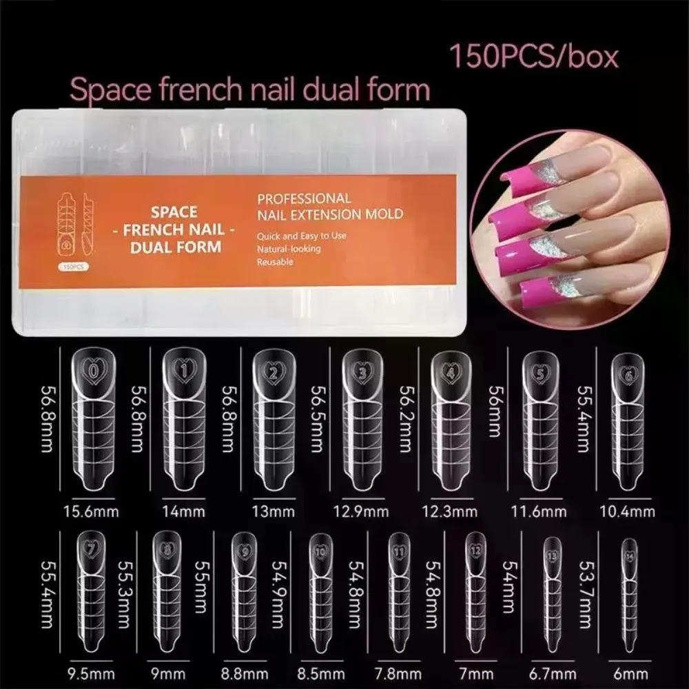 150Pcs 15 Sizes Clear Plastic Nails Reusable Transparent Space Nail Forms Long Length Clear Nail Extension Builder Home Salon
150Pcs 15 Sizes Clear Plastic Nails Reusable Transparent Space Nail Forms Long Length Clear Nail Extension Builder Home Salon