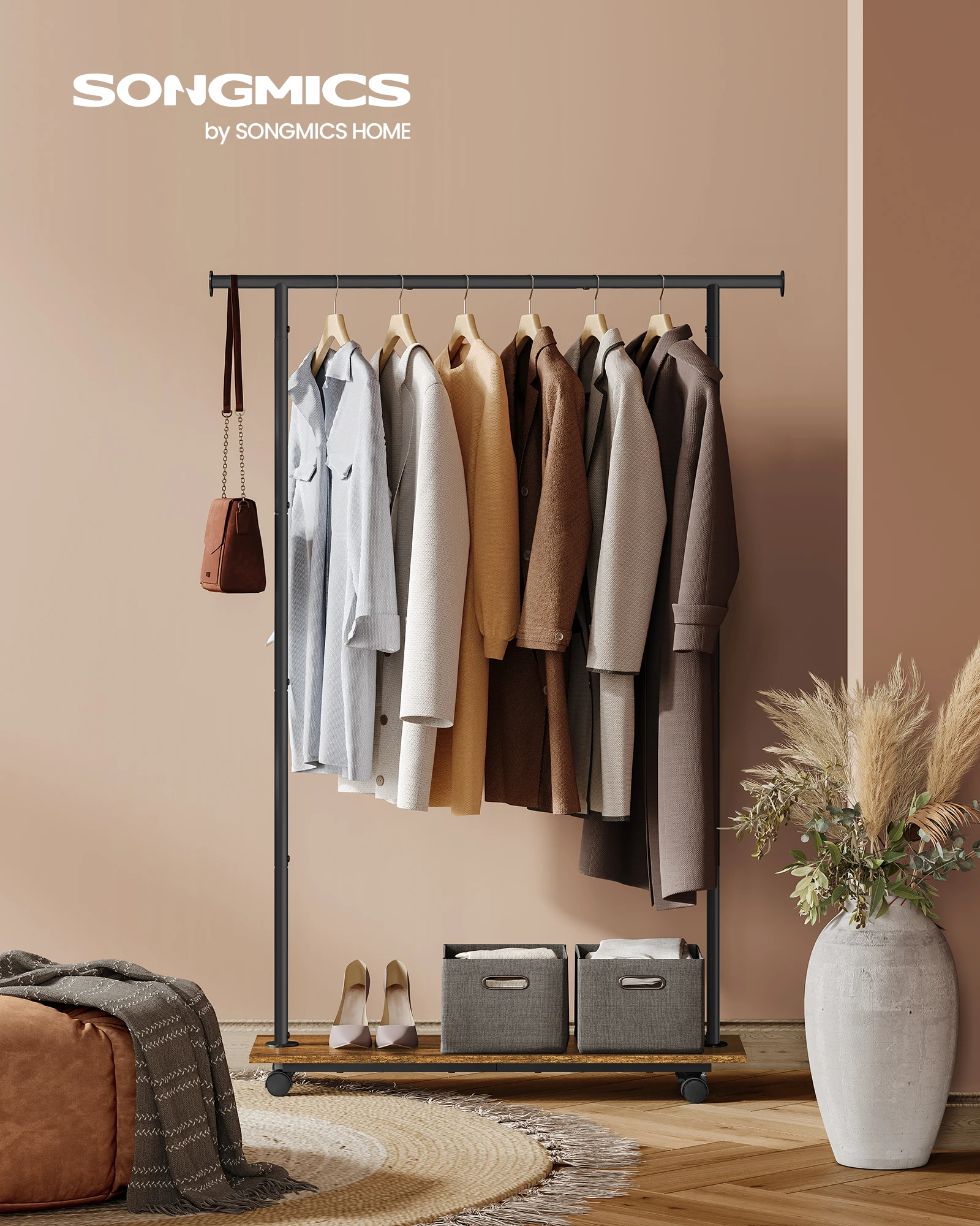 SONGMICS Clothes Rack with Wheels, Clothing Rack for Hanging Clothes, 38.8 Inches Metal Garment Rack with Shelf, Loads up to 110
SONGMICS Clothes Rack with Wheels, Clothing Rack for Hanging Clothes, 38.8 Inches Metal Garment Rack with Shelf, Loads up to 110