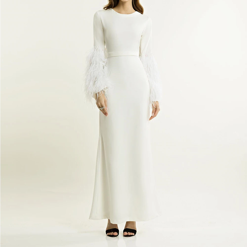 Customized Jersey Straight Feathers and Sashes Evening Dress Floor Length Crew neck Long Sleeves White Luxury платье вечернее
Customized Jersey Straight Feathers and Sashes Evening Dress Floor Length Crew neck Long Sleeves White Luxury платье вечернее