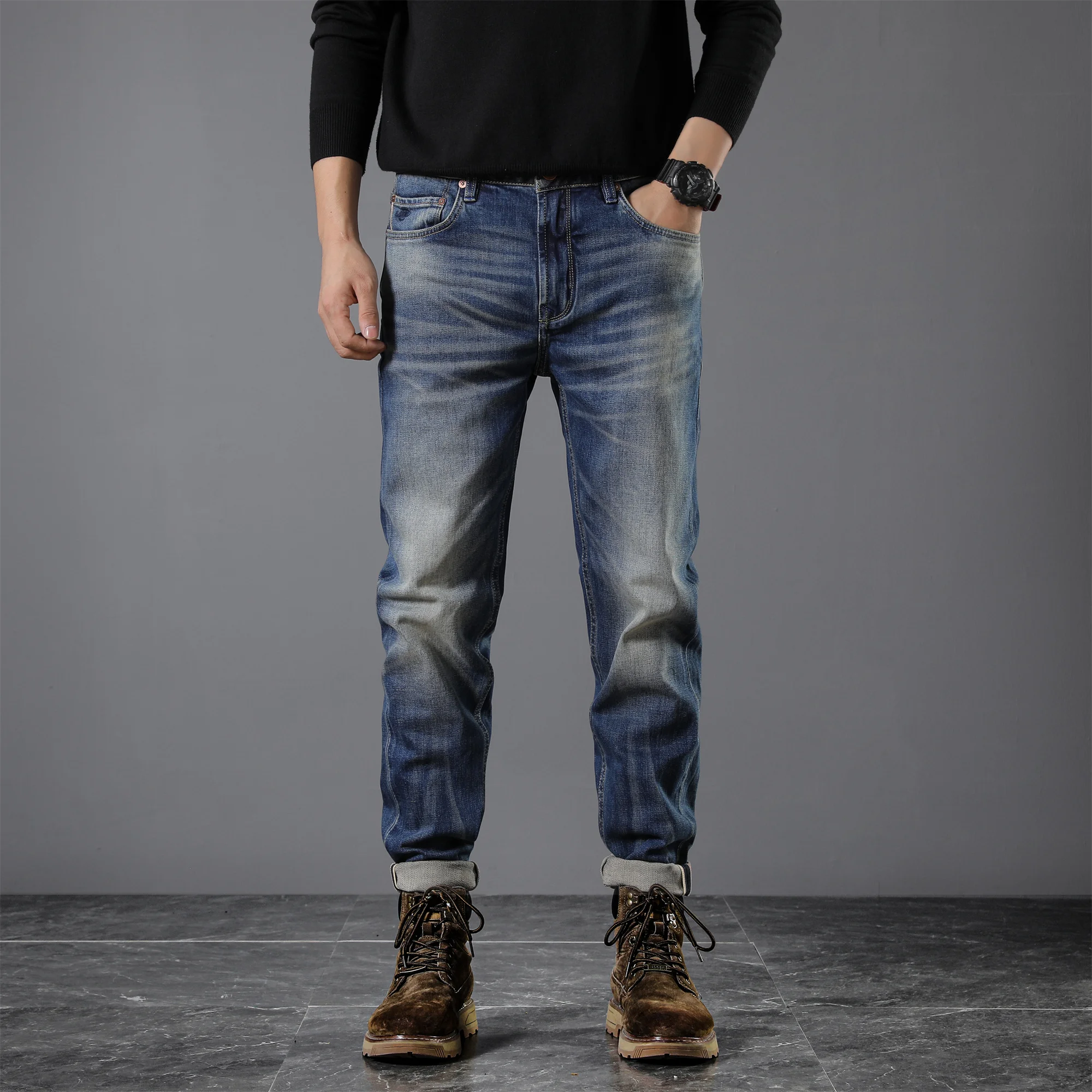 13.5oz High Quality 99% Cotton Red Selvedge Denim Men Jeans Retro Distressed Heavy Brushed Washed Straight Pants Casual Trousers
13.5oz High Quality 99% Cotton Red Selvedge Denim Men Jeans Retro Distressed Heavy Brushed Washed Straight Pants Casual Trousers
