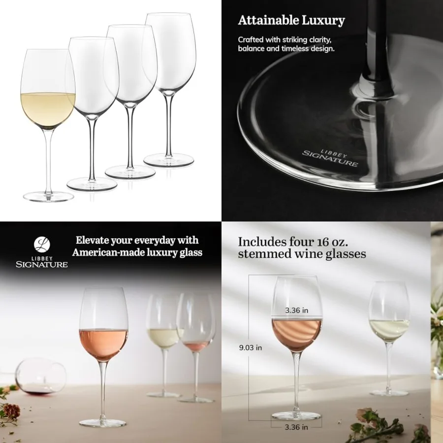 Signature Kentfield Wine Glasses Set of 4, Long Stem Wine Glasses for Red and White Wine, Perfect Glass Goblet Gift Set
Signature Kentfield Wine Glasses Set of 4, Long Stem Wine Glasses for Red and White Wine, Perfect Glass Goblet Gift Set