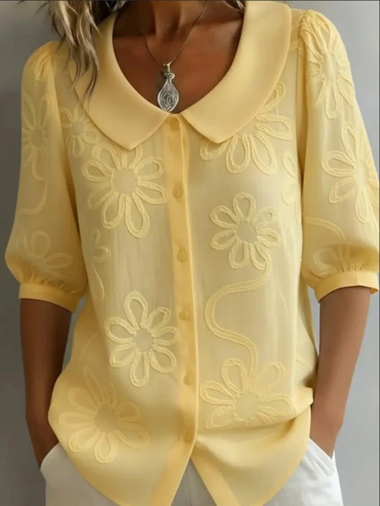 Loose Casual Embroidered Floral Shirt Women's Summer Breathable Polyester Five Sleeve Open Cardigan Style Cross-Border Shirt
Loose Casual Embroidered Floral Shirt Women's Summer Breathable Polyester Five Sleeve Open Cardigan Style Cross-Border Shirt