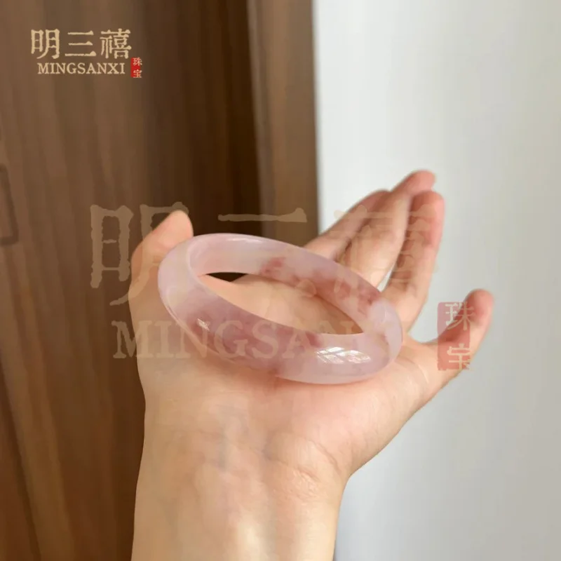 Wholesale natural pink gold silk round , Shetai Cui peach blossom for girls, flat jade bangle supply
Wholesale natural pink gold silk round , Shetai Cui peach blossom for girls, flat jade bangle supply