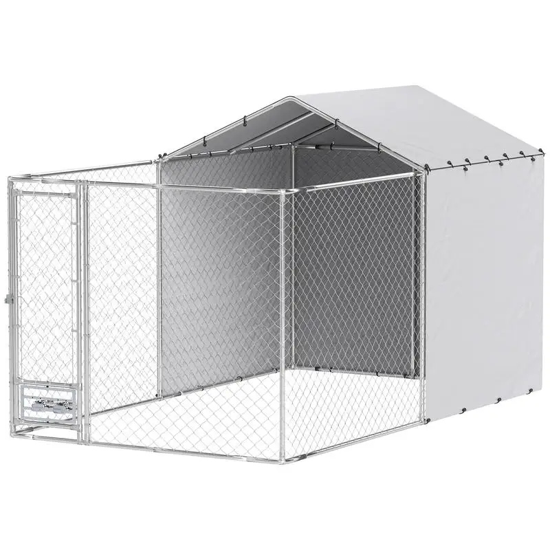 Galvanized Chain Link Large Outdoor Dog Kennel with Waterproof & UV-Resistant Cover, for M&L Dogs, 13.1' x 7.5' x 7.5'
Galvanized Chain Link Large Outdoor Dog Kennel with Waterproof & UV-Resistant Cover, for M&L Dogs, 13.1' x 7.5' x 7.5'