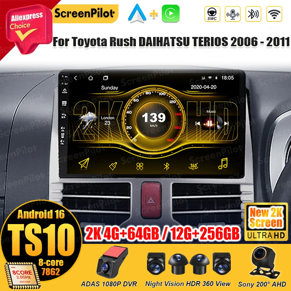 Android 16 Car Radio Stereo Head For Toyota Rush DAIHATSU TERIOS 2006 2007 - 2010 2011 Unit Auto Bluetooth 8 Core Car Radio DVD
Android 16 Car Radio Stereo Head For Toyota Rush DAIHATSU TERIOS 2006 2007 - 2010 2011 Unit Auto Bluetooth 8 Core Car Radio DVD