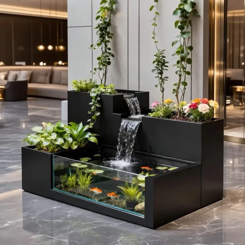 2026New model Creative floor-standing circulating water fish tank, flower box, tempered glass terrace pond, courtyard decoration
2026New model Creative floor-standing circulating water fish tank, flower box, tempered glass terrace pond, courtyard decoration