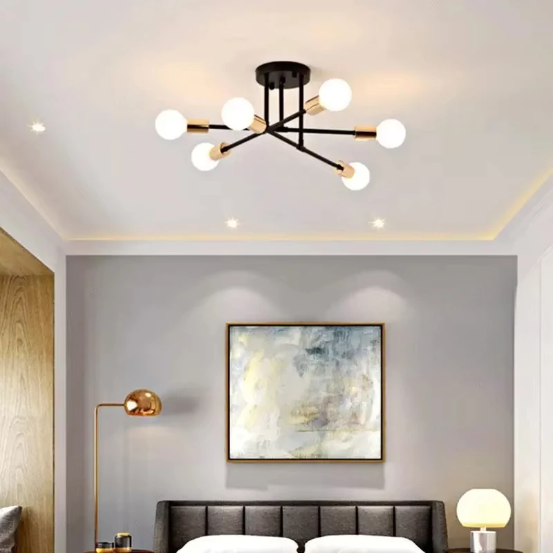 Modern Simple Living Room Ceiling Light Nordic Creative Bedroom Multi-head Lamps Indoor Iron E27 Decorative Lights
Modern Simple Living Room Ceiling Light Nordic Creative Bedroom Multi-head Lamps Indoor Iron E27 Decorative Lights